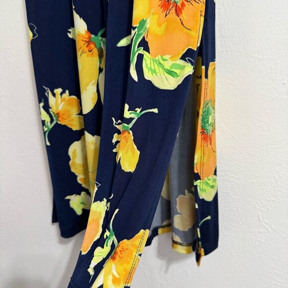 Modcloth Gilli navy blue and golden floral sleeveless midi dress, size small - Picture 4 of 9